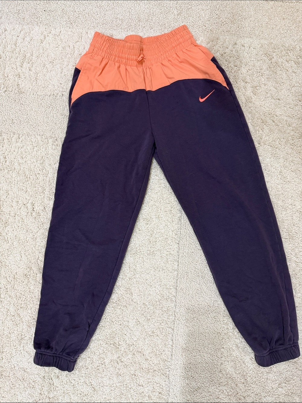Nike purple and Coral Colorblock Joggers